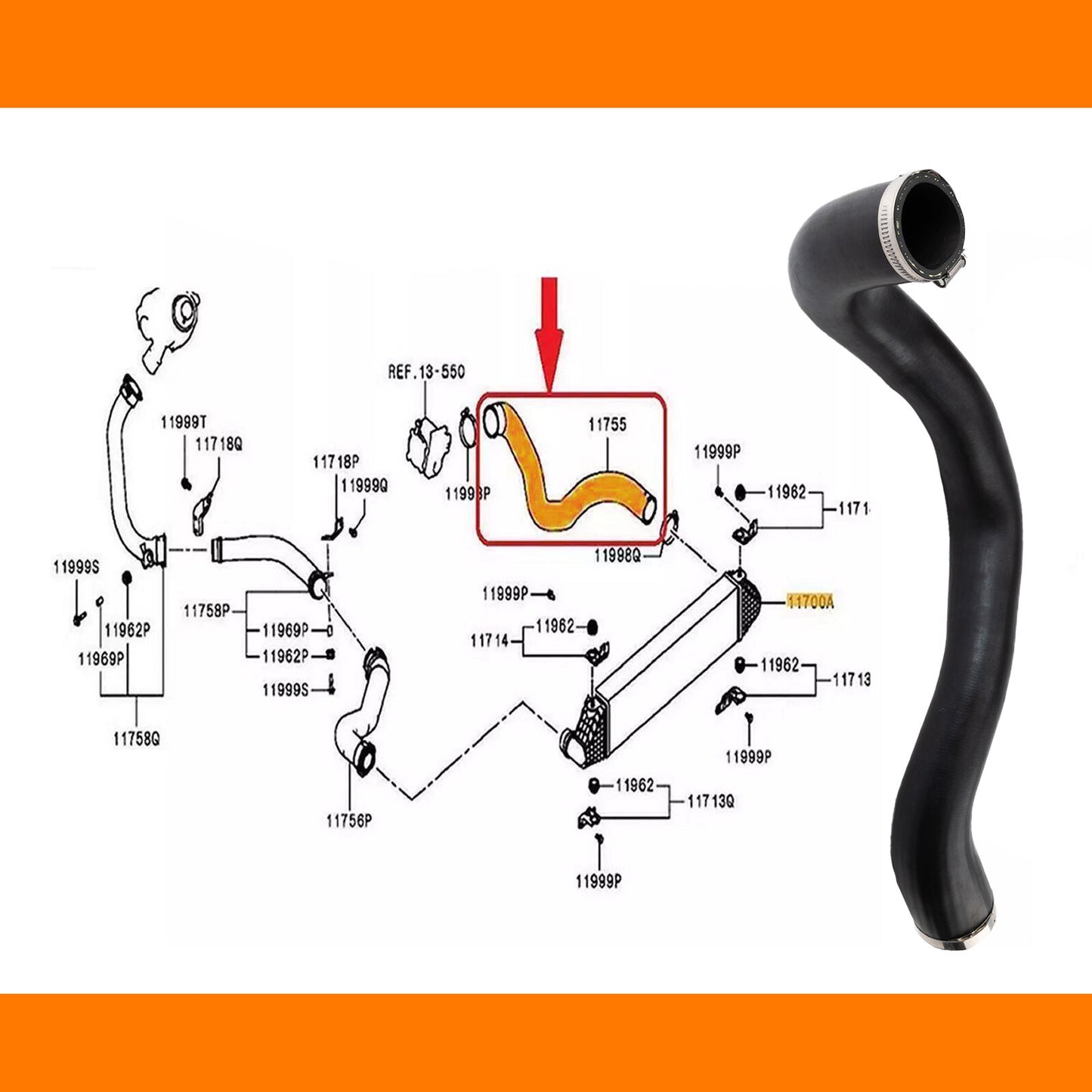 1505B318 Turbo Intercooler Hose Pipe 1505A568 for Mitsubishi Outlander 2.2Di D
