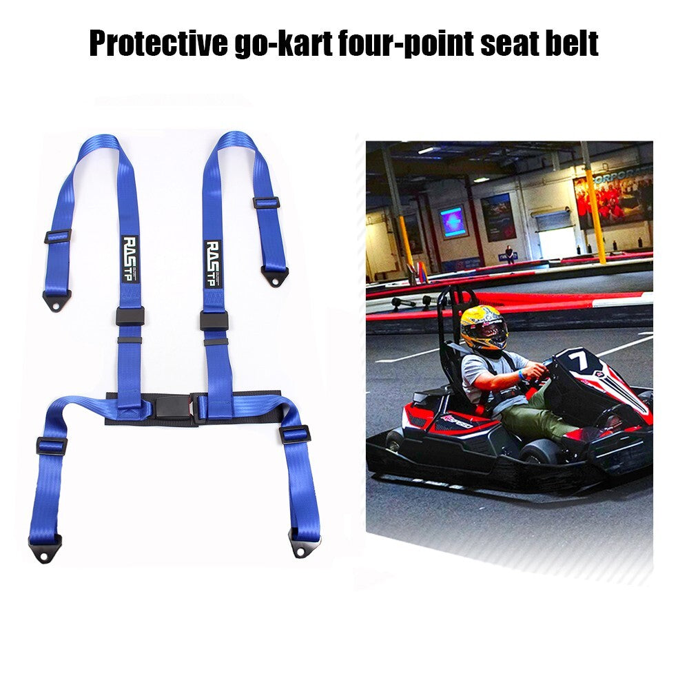 Universal Blue 2 4 Point Harness Quick Release Safety for Seat Belt Fit For Go-Kart