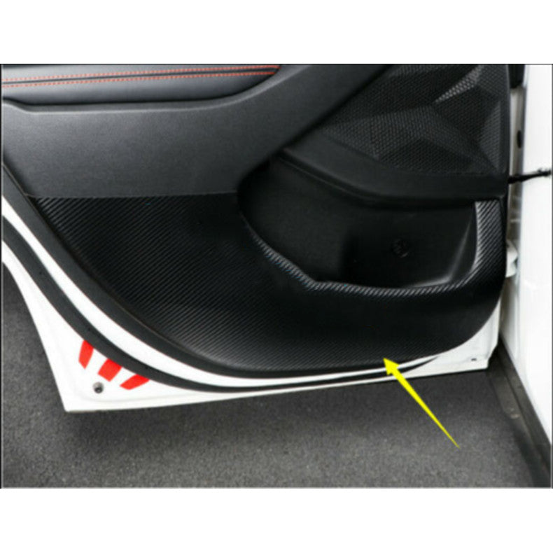 Carbon Fiber PU Leather Inner Door Anti-Kick Panel Cover for Kia Seltos 2020-23