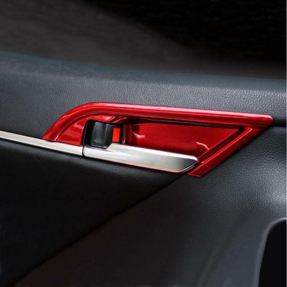 For 2018-2021 for Camry ABS Red Car Interior Door Handle Bowl Cover Trim 4PCS v