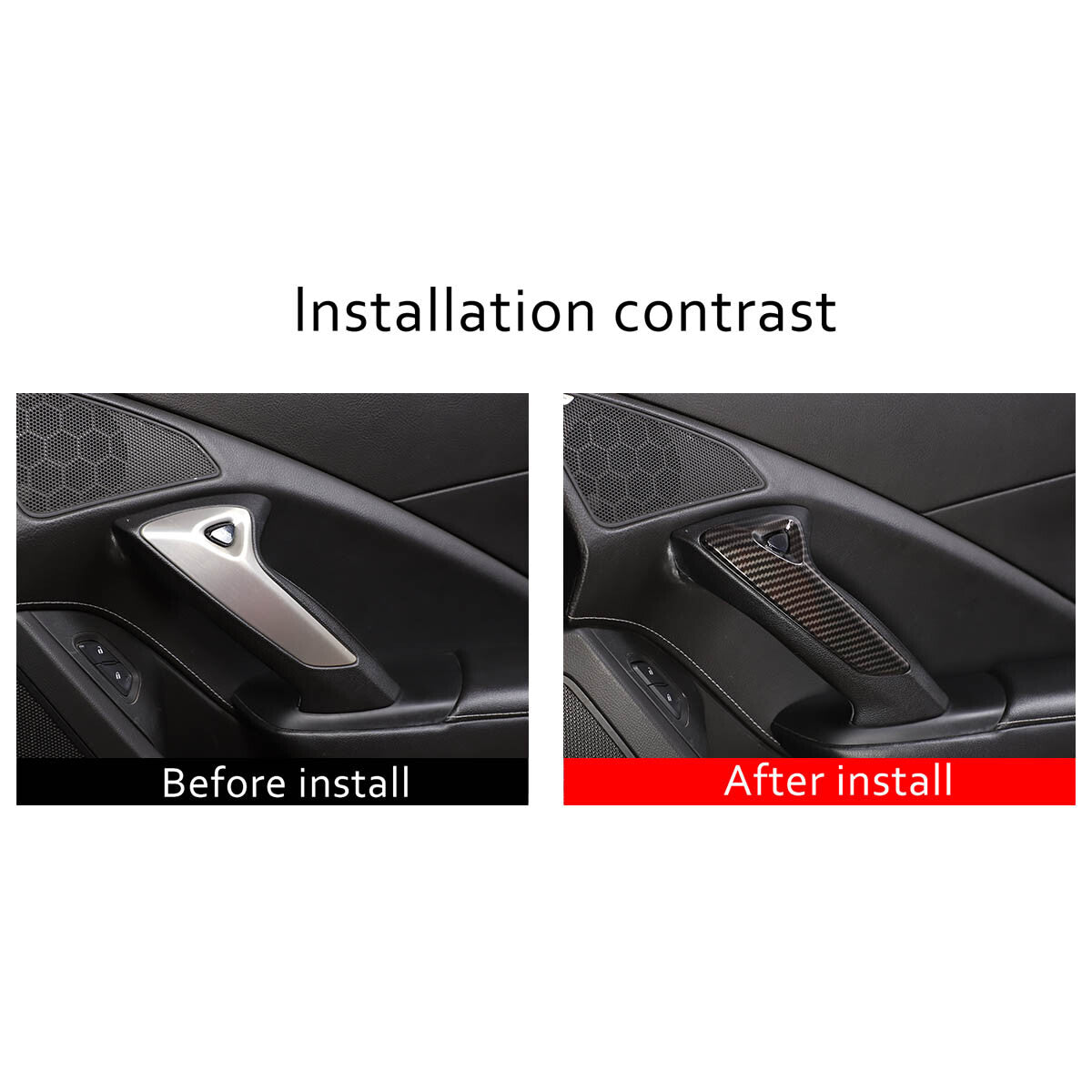 Carbon fiber interior console armrest cover decoration suitable for Corvette C7 2014-2019- v