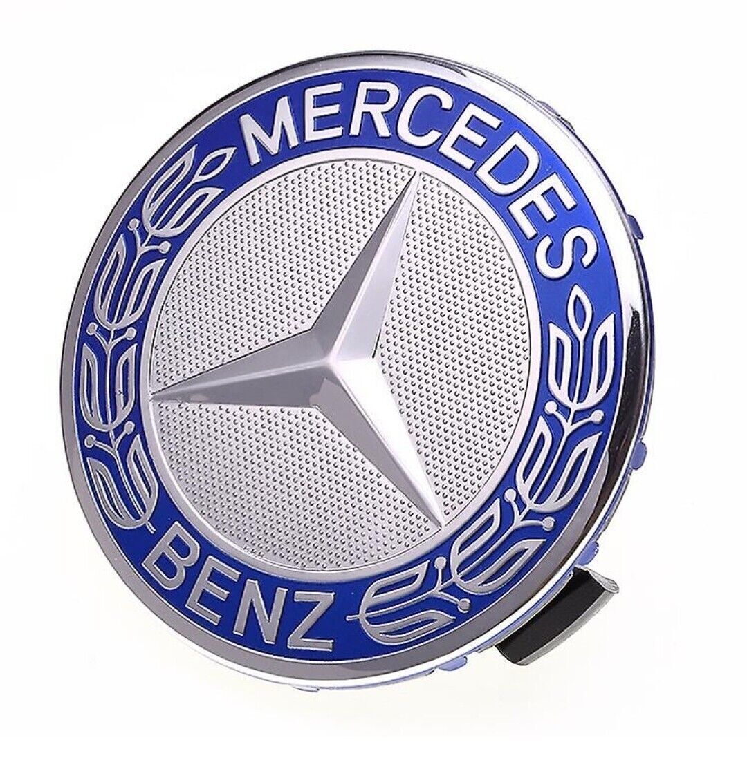 4-piece blue alloy wheel center caps 75mm ABCESM grade ML CLA GLA