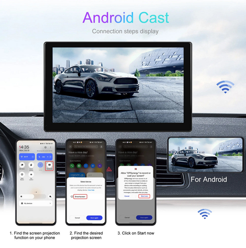 9in Portable Dash Cam Car ADAS Monitor For Carplay Android Auto Recorder BT