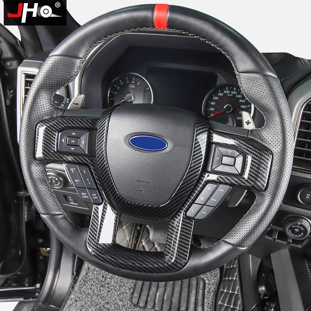 Steering Wheel Button Cover Sticker Carbon Fiber for Ford F150 2017-2020
