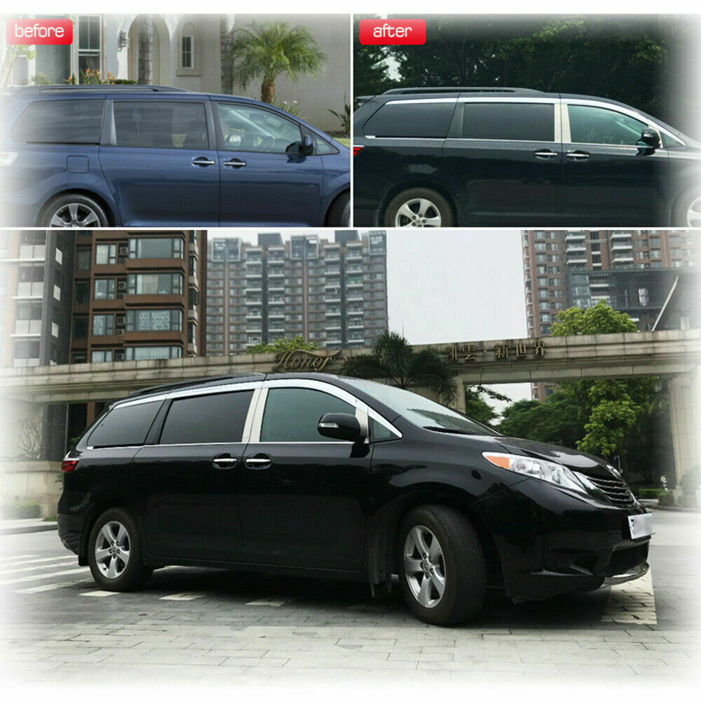 for Toyota for Sienna 2011-2020 Chrome Trim Window Vent Visor Wind Guard Deflector
