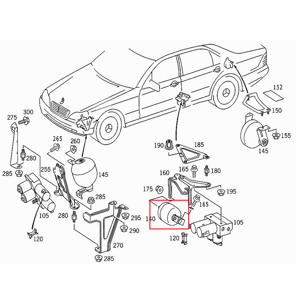 1X Suspension Self-Leveling Unit Accumulator for Mercedes CL500 CL65 AMG S500