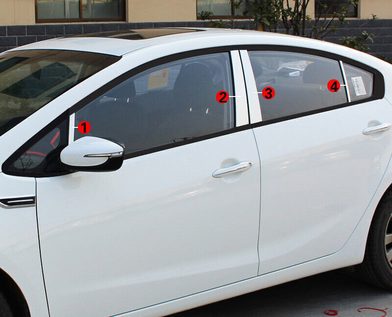 for Kia Forte K3 14-2018 Silver Steel Exterior Window BC-Pillar Post Cover Trim