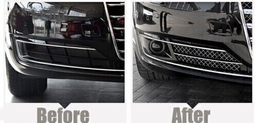 A pair of black front bumper fog light grille covers for 2015-2017 for Audi for A8 D5. Q