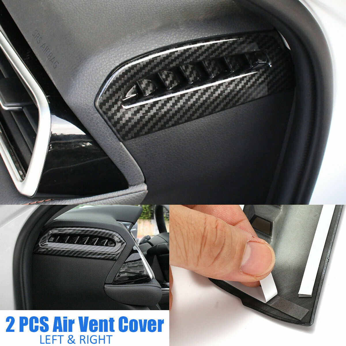 for Toyota for Camry 2018-2021 Carbon Fiber Style Side Console Air Vent Outlet Trim