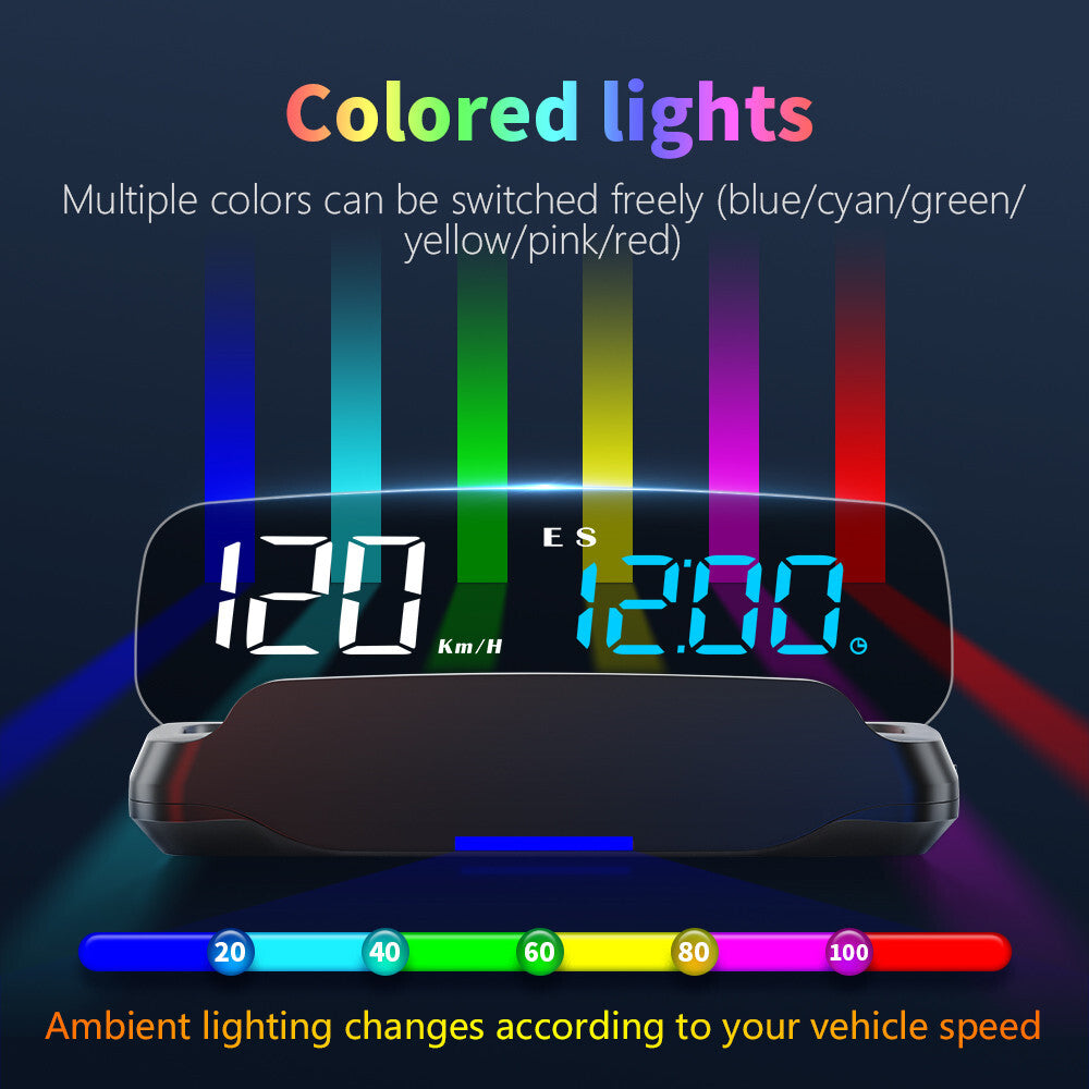 HUD Speedometer Car Accessories GPS Car Head Up Display Projector Speed Alarm Q