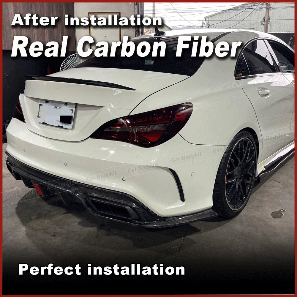for Benz W117 C117 CLA250 Sport CLA45 AMG 16-19 REAL CARBON Rear Bumper Diffuser