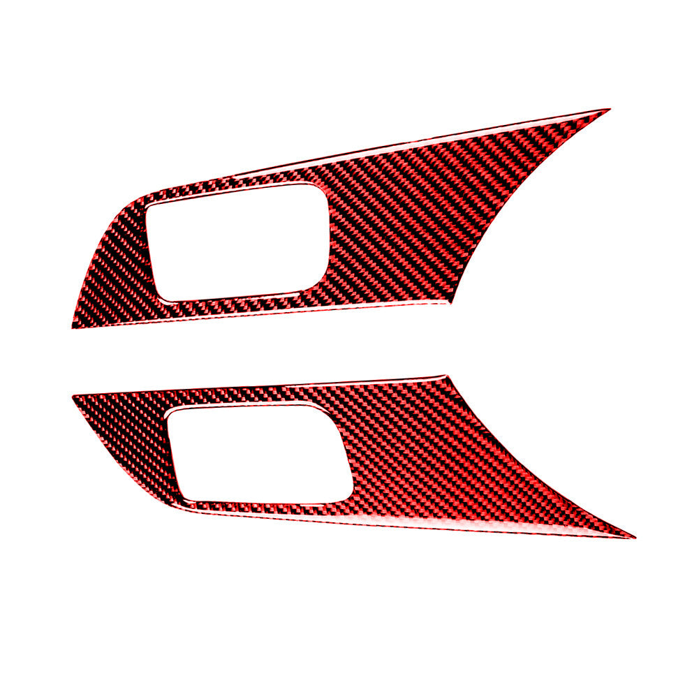 2X Red Carbon Fiber Door Handle Panel Cover Trim for Mitsubishi Lancer 2008-2015