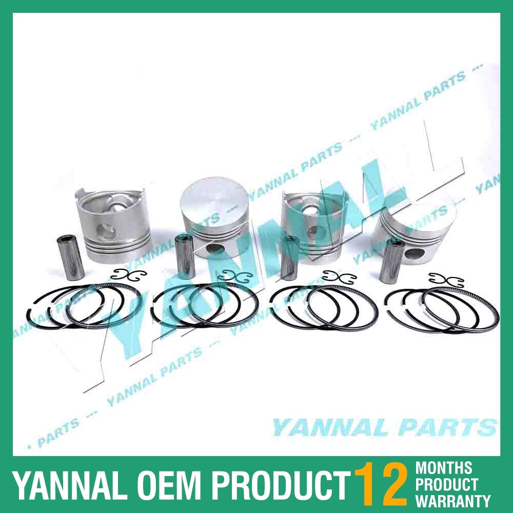4-piece piston with piston rings + 0.5 mm for Kubota V1702 engine (oversized)