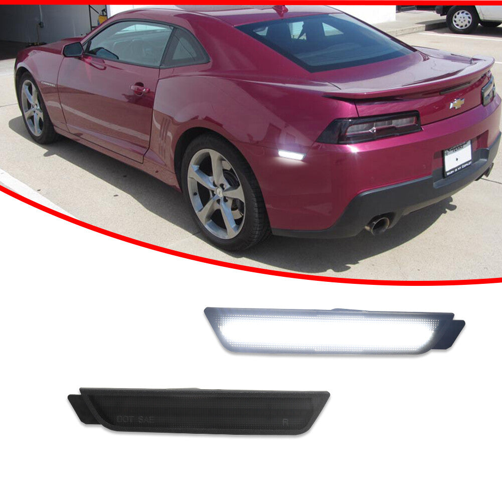 Black Lens White LED Rear Bumper Side Marker Lights for 2010 - 2015 for Camaro - v