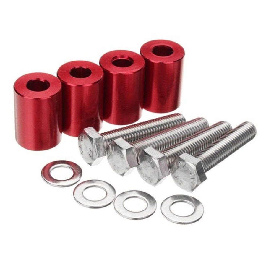 4 Pcs Hood Risers Red Aluminum Hood Vent Spacers Kit for 8mm Bolt Turbo Engine Q