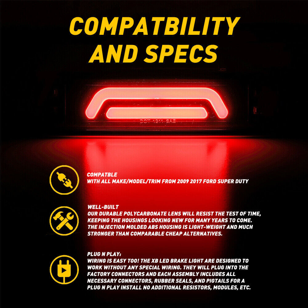 Smoked Black LED 3RD Third Brake Light Cargo Lamp Sealed For 1993-11 Ranger v