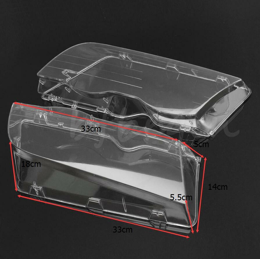 2-piece headlight cover cap lens for 01-05 for BMW 3 Series E46 4D headlights - transparent