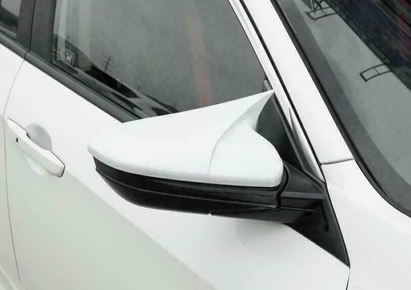 2White OX Horn RearView Mirror Protective Cover Trim for Honda for Civic 2016- 2021