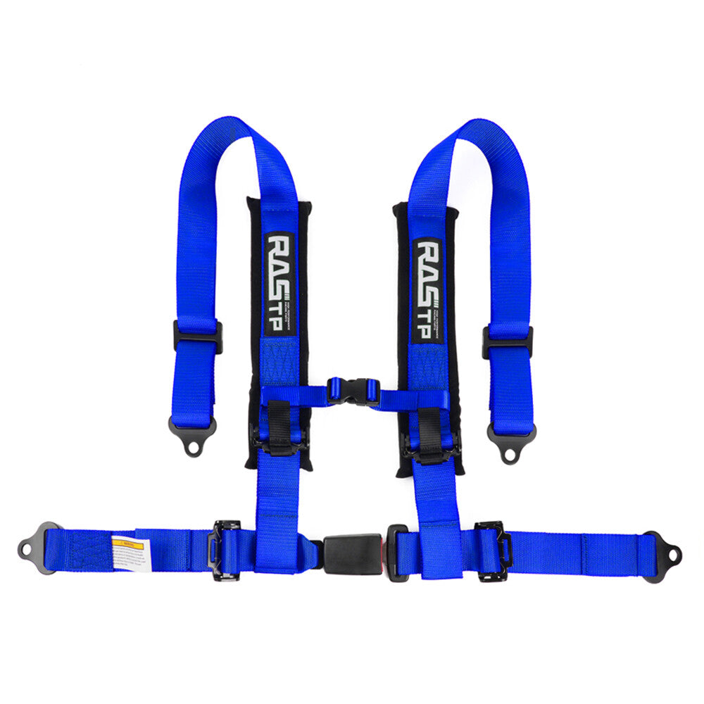 2inch 4-Point Harness Quick Release Safety for Seat Belt+1Pair Shoulder Pads Blue