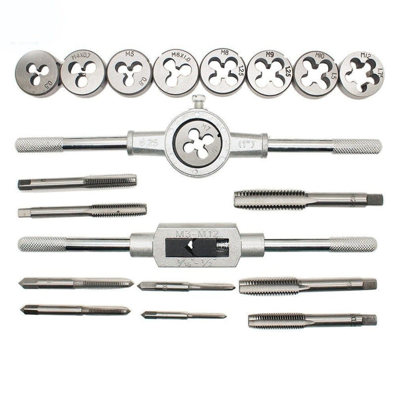 20PC Car Alloy Steel Metric Tap Die Set DIY Tapered Thread Plugs Screw Hand Tool