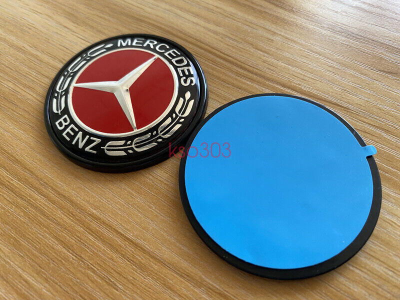 Black RED Hood Flat Badge Emblem (Paste) for Mercedes A C E S ML CLS Class