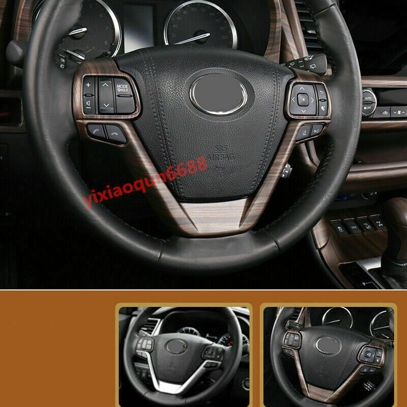 3P Wood Grain Steering Wheel Decor Cover Trim for Toyota Highlander 2014-2019