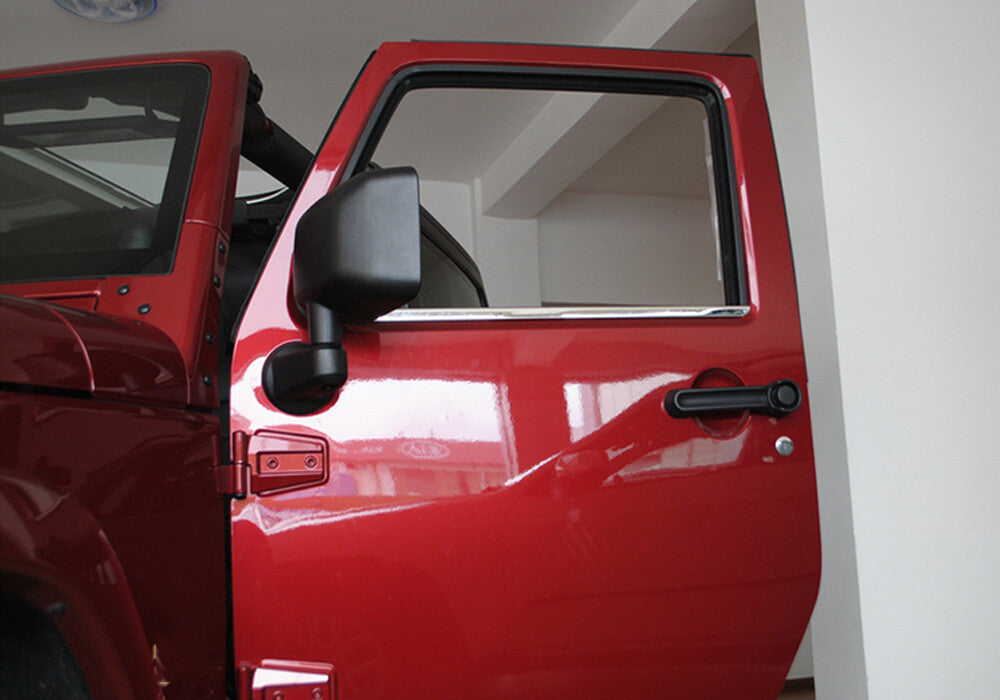 2¡ÁSteel Chrome Door Window Bottom Strips Trim for Jeep for Wrangler JK 2Door 2007-17