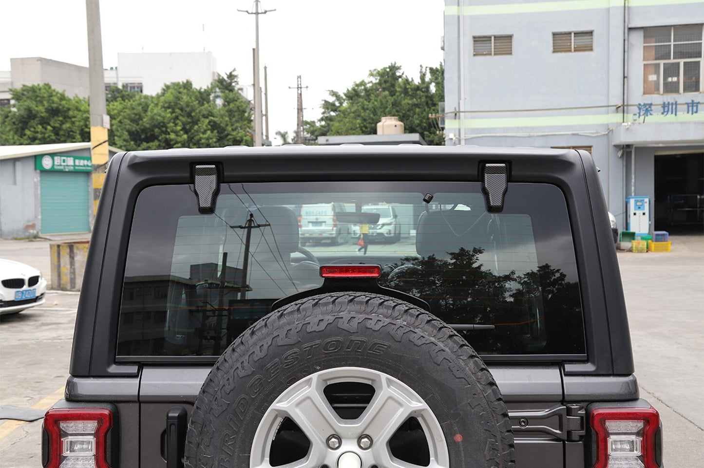 Carbon Tailgate Window Glass Hinge Rain Wiper Cover Trim for Jeep for Wrangler JL 18