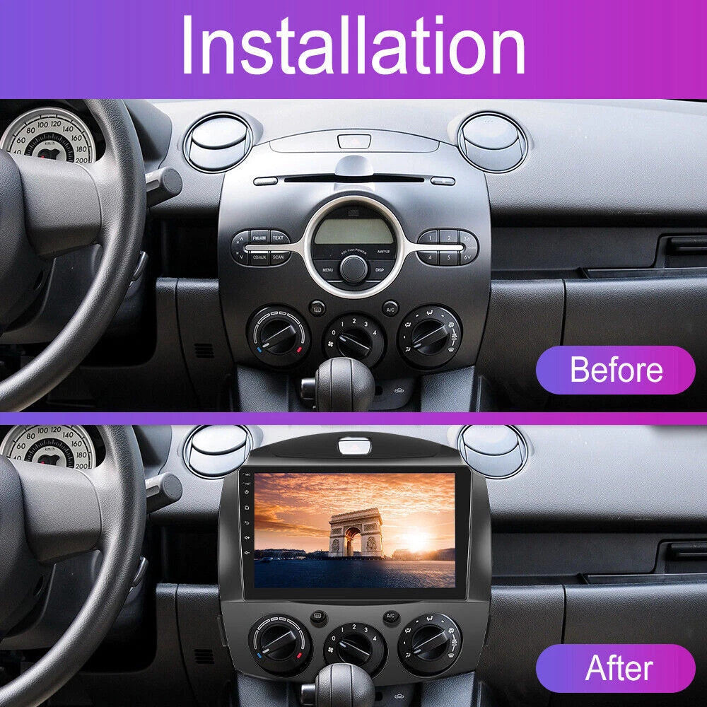 for Mazda 2 2007-2014 Carplay Car Stereo Radio Android 14 2GB+32GB WIFI GPS Navi