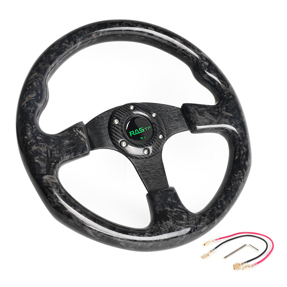 14Inch Forged Carbon Fiber Drifting Racing Steering Wheel 350mm Flat Dish 6 Bolt