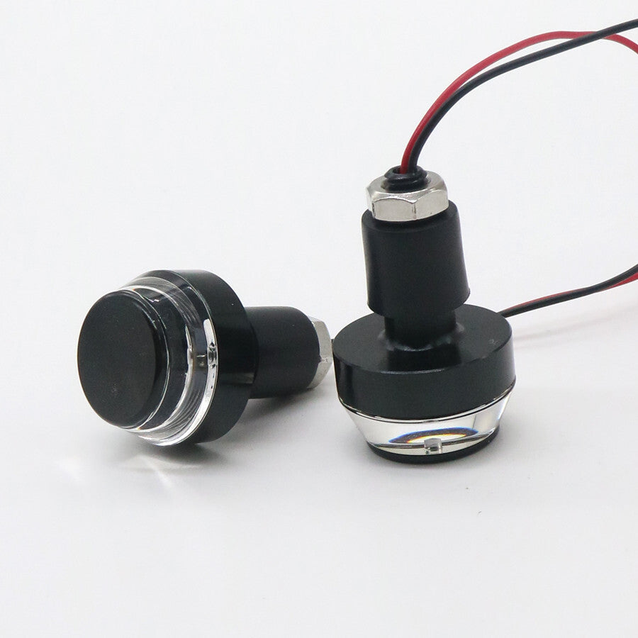 Black 22mm Handlebar Turn Signal Grip Bar End LED Plug Strobe Side Marker Light Q