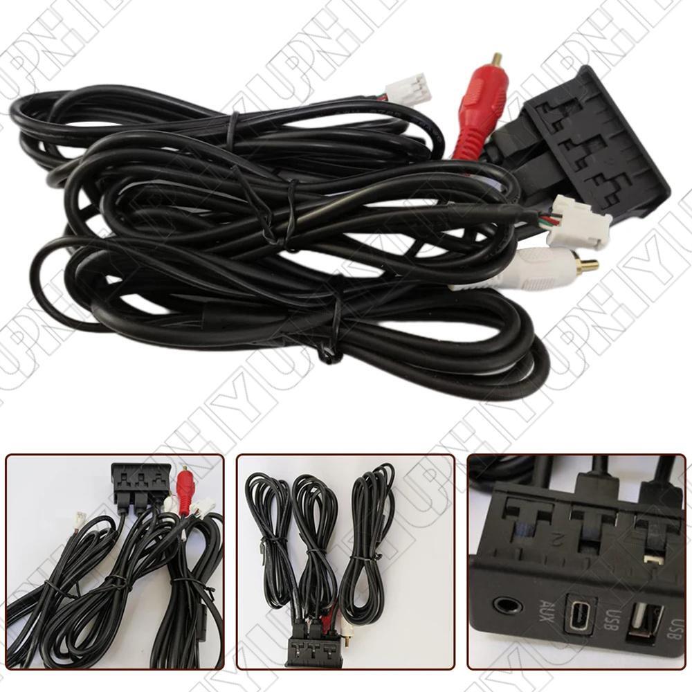 Car 4 Pin + 6 Pin Plug USB+TYPE-C+AUX Socket Panel Extension Cable Adapter Panel