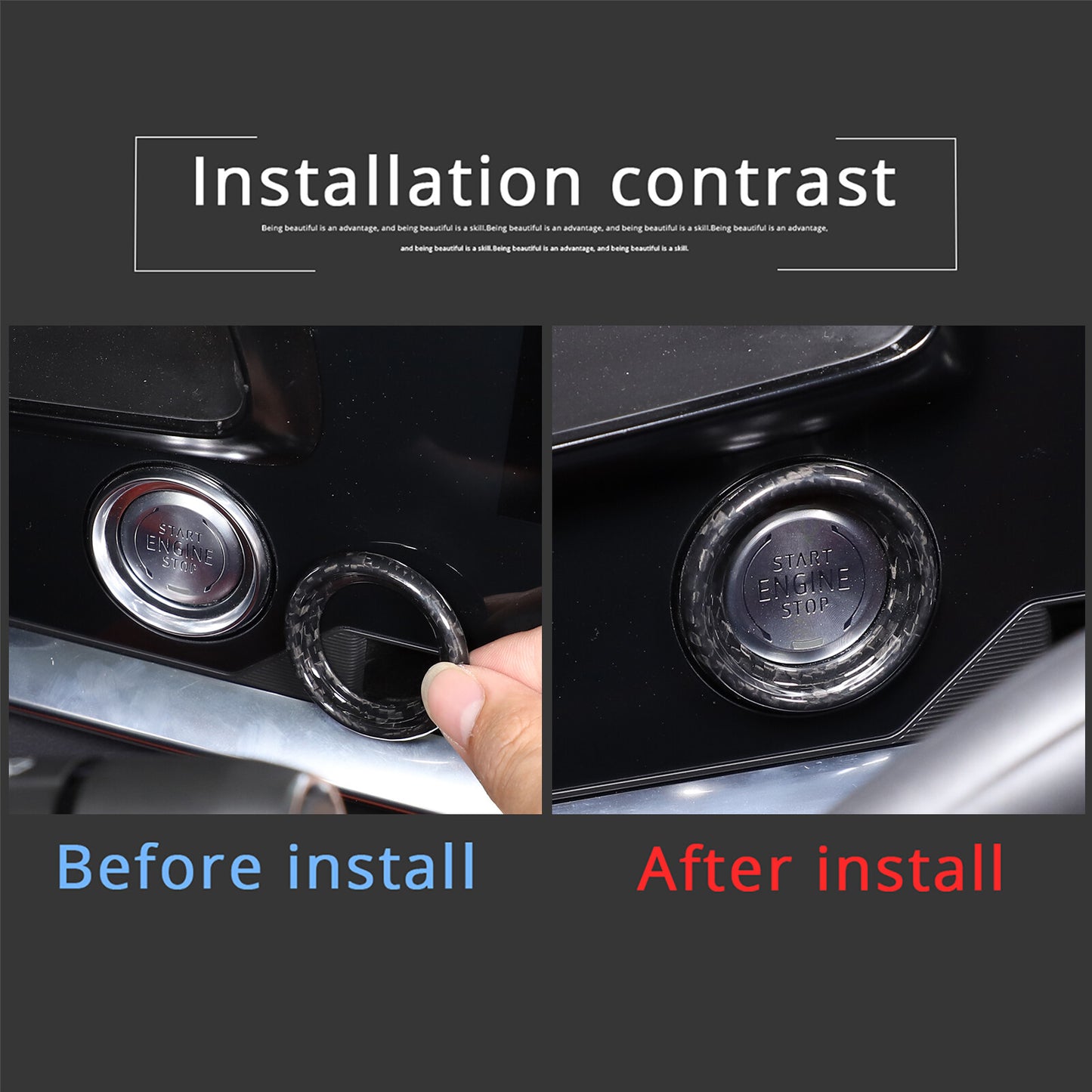 Dry carbon fiber button cover trim for Corvette C8 (outer ring) - n