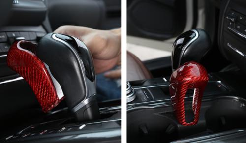 for Maserati for Levante 2017-20 Red Carbon Fiber Gear Shift Knob Shifter Lever Trim