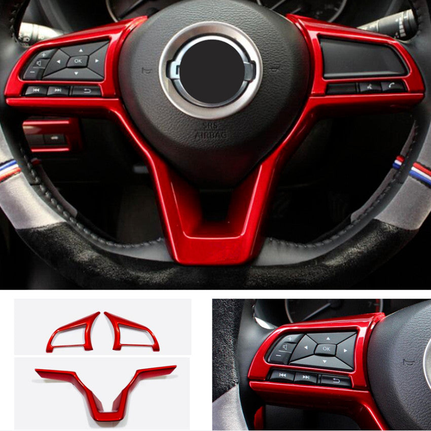 Fit for KICKS 2021-2024 ABS Bright Red Steering Wheel Decor Frame Trim v