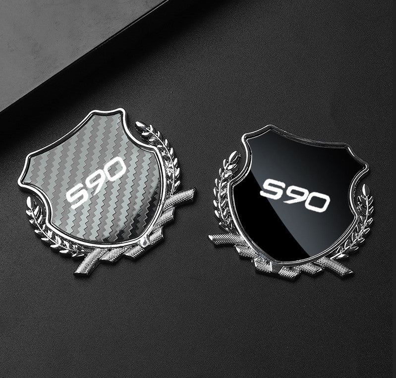 Black side fender and window badge decals for Volvo V90 cars.