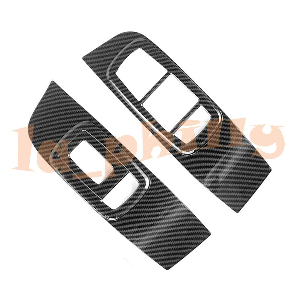 Pair Window Lift Button Decor Cover Trim Carbon Fiber for Dodge for Challenger 15-19