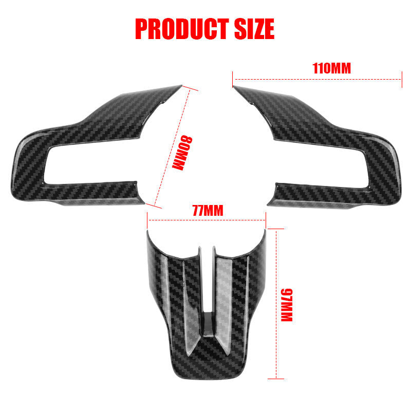 Carbon Fiber Interior Steering Wheel Cover Trim Tool Fits for Ford for Mustang 15+