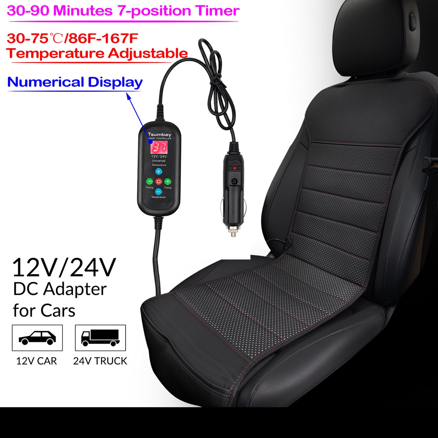 Car for Seat Heating Pad Heated for Seat Pad with 12V for Car for Seat Heating Black Q