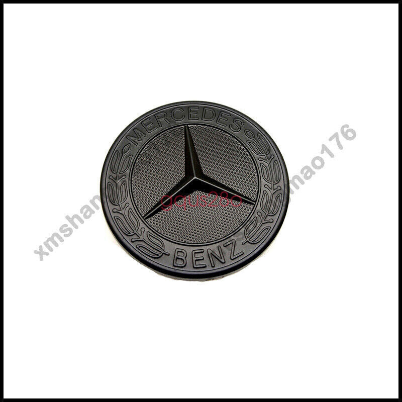 Front Hood Overlay Emblem AMG Matte Black Flat Laurel Wreath Badge For AMG