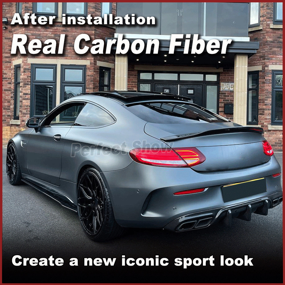 for Mercedes-Benz W205 C205 C43 C63 15-18 REAL Carbon Side Skirts Extension