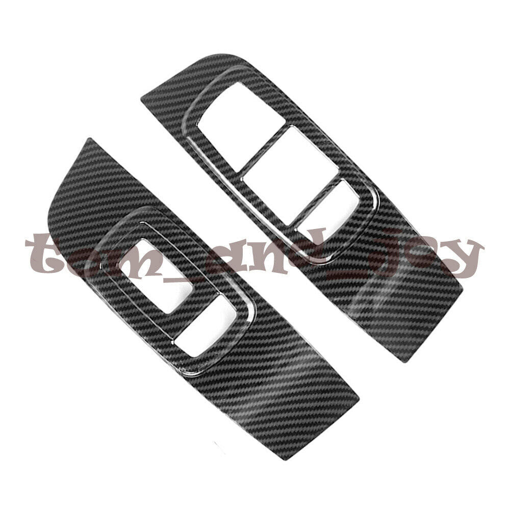 2Pcs Window Lift Button Trim Panel Cover Carbon Fiber for Dodge for Challenger 15-19