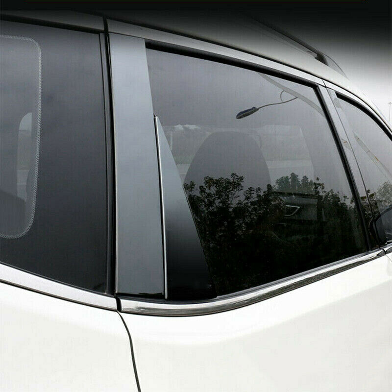 8P for Nissan Rogue 2014-2020 Black Steel Door Window BC-Pillar Posts Cover Trim