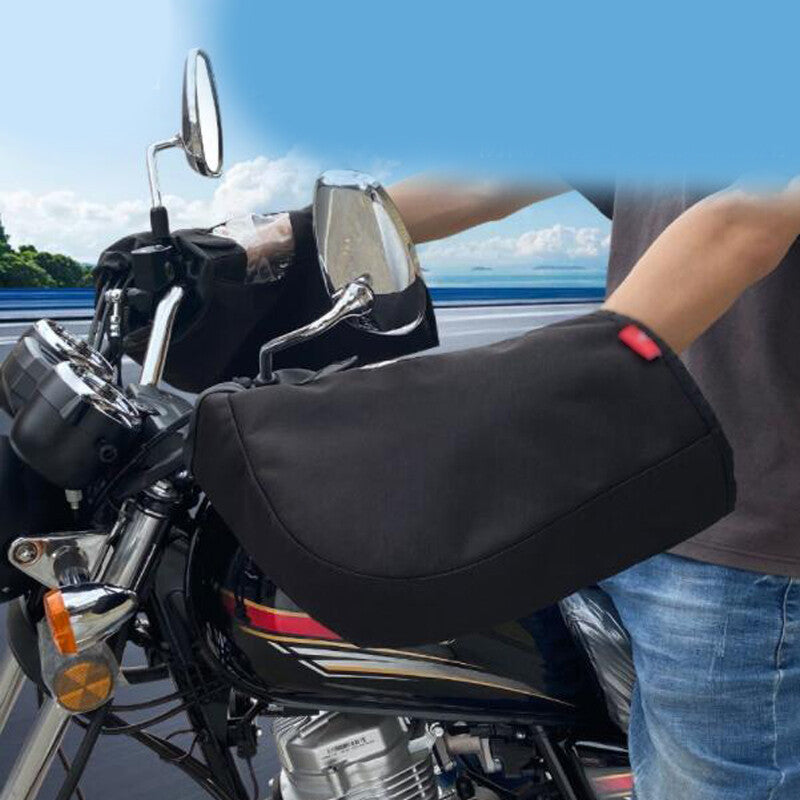 Waterproof motorcycle handlebar gloves, snowmobile bike all-terrain vehicle gloves, hand fur covers - n