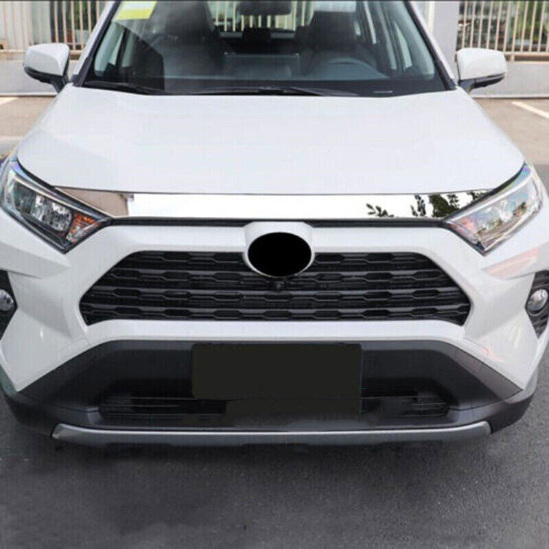for Toyota Rav4 2019-23 Chrome Steel Front Engine Hood Molding Grille Strip Trim