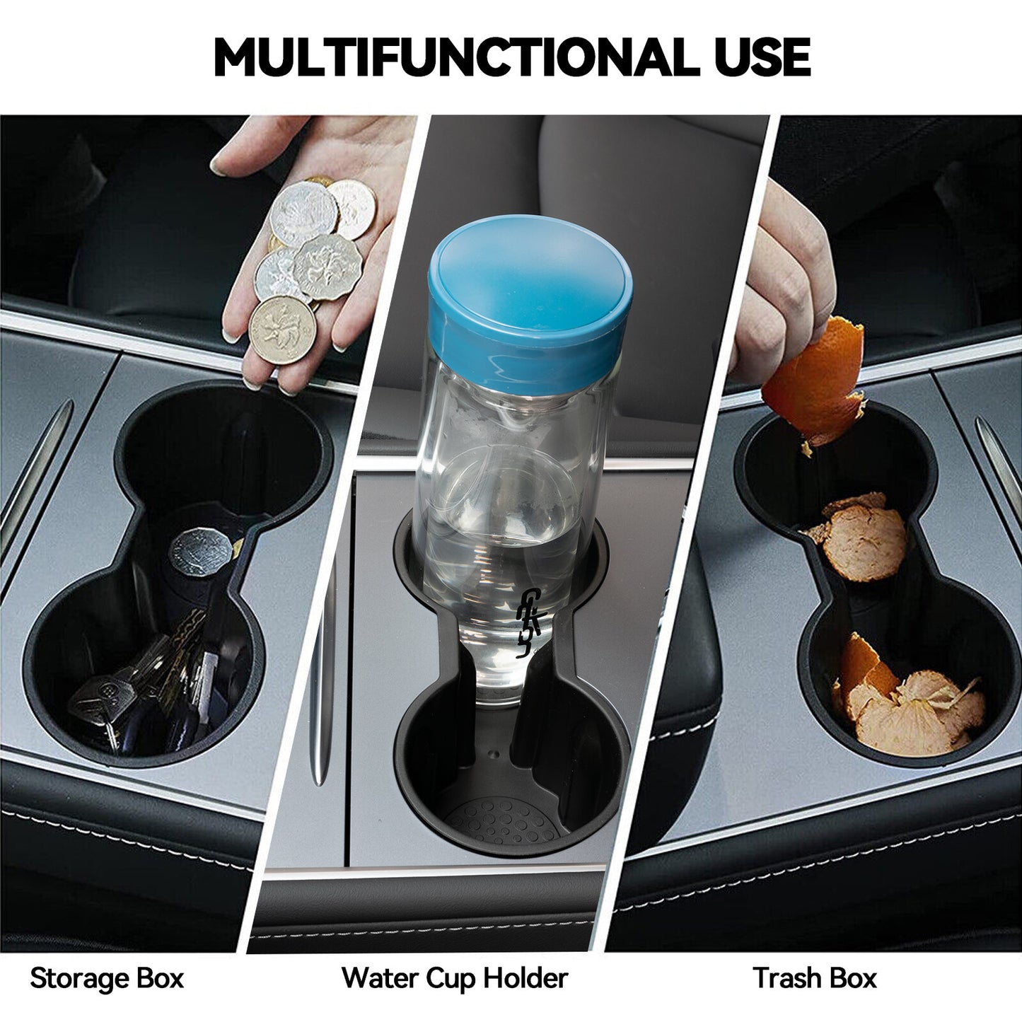 TPE Console Cup Holder Insert for Tesla Model 3 Y 2021+ Car Interior Accessories Q