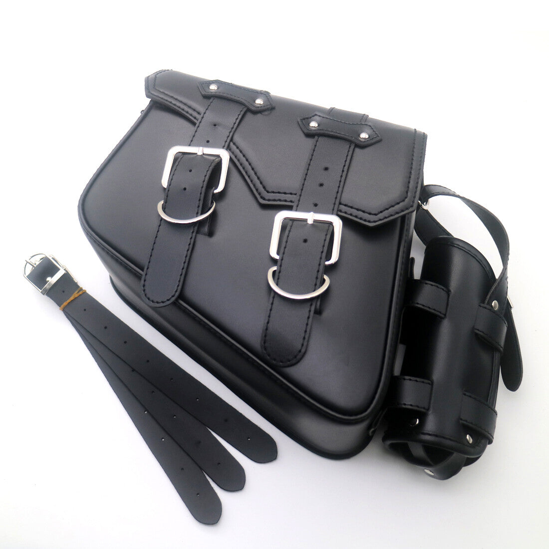 Black Artificial Leather Left Saddlebag With Drink Holder For Sportster XL883 Q