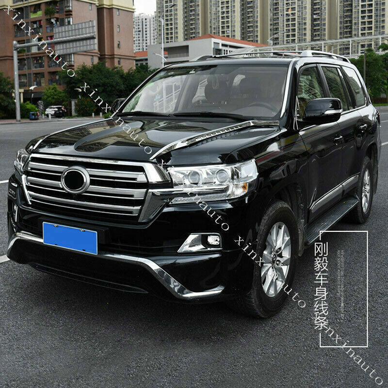 ABS Chrome Front Bumper Lip Strip Replace for Toyota for Land Cruiser LC200 2016-21