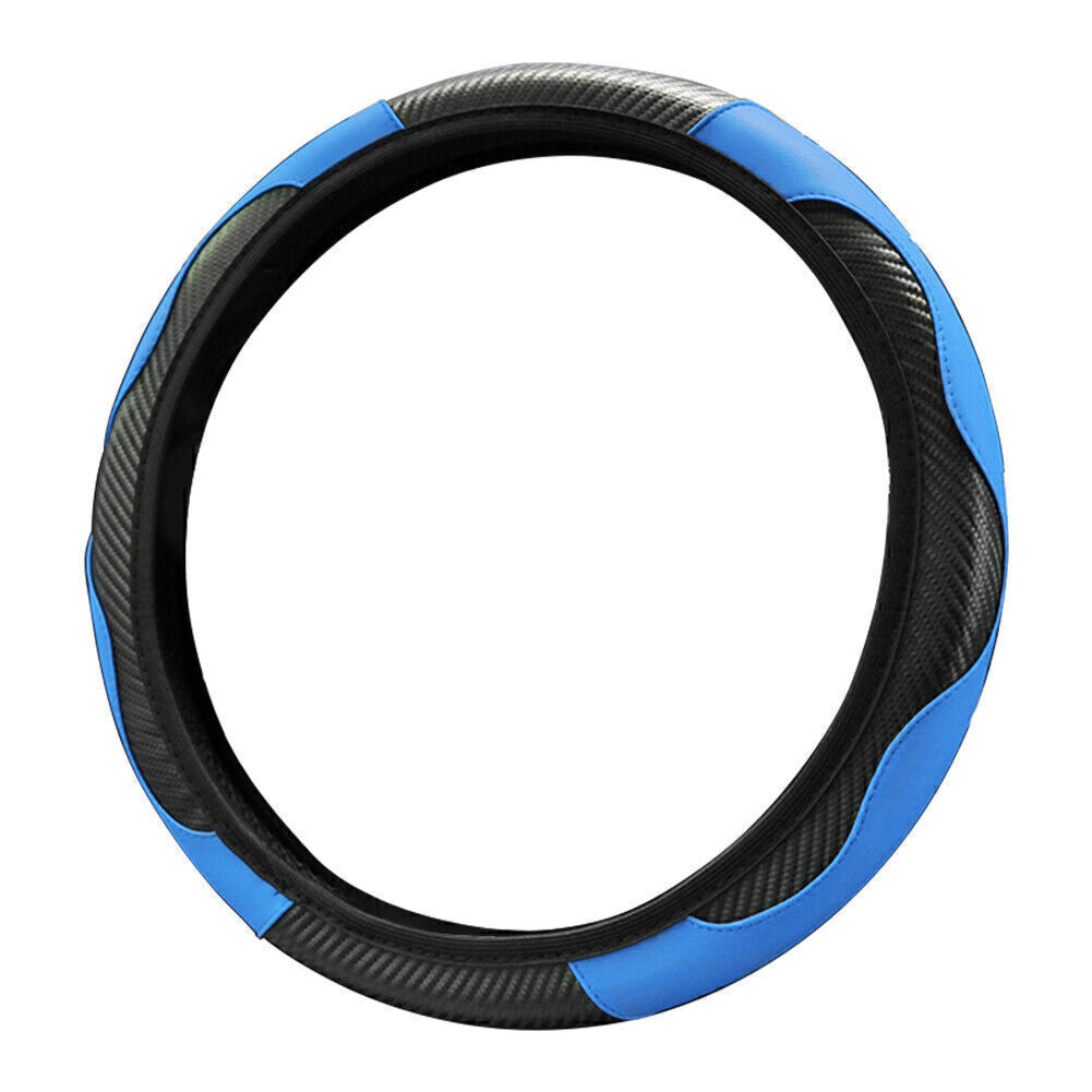 Blue Universal Microfiber Leather Car SUV Steering Wheel Cover 38cm/15inch Q