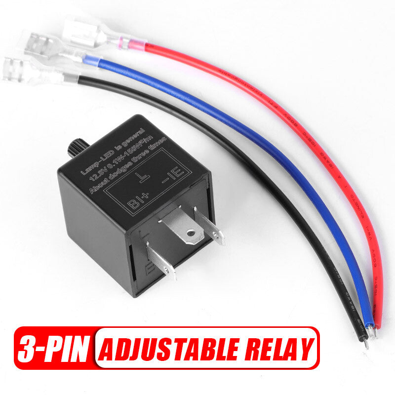 3-Pin LED Adjustable Wired Motorcycle Flasher Relay Turn Signal Indicator Flash